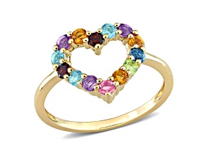 Multi Gem 10K Yellow Gold Ring 0.77ctw