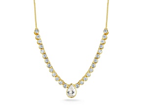 Rachel Zoe 14K Yellow Gold Over Sterling Silver Pear Center Cubic Zirconia Tennis Necklace