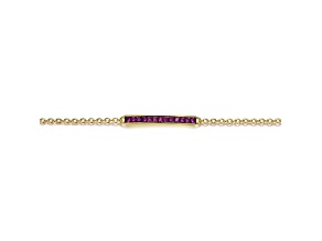 Ruby Red Cubic Zirconia, 14K Gold Plated over Brass Bar Bracelet for Kids