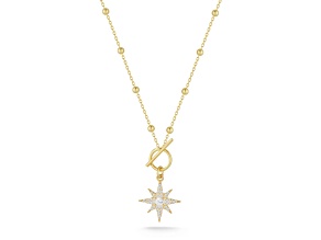 Sterling Statements 14K Yellow Gold Over Sterling Silver Cubic Zirconia Star Toggle Necklace