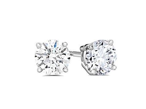 Lab Grown White Diamond 14K White Gold Stud Earrings VS1 Clarity E Color, IGI Certified 2ctw