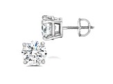 Lab Grown White Diamond 14K White Gold Stud Earrings VS1 Clarity E Color, IGI Certified 2ctw
