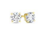 Lab Grown White Diamond 14K Yellow Gold Stud Earrings VS1 Clarity E Color, IGI Certified 2ctw
