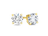 Lab Grown White Diamond 14K Yellow Gold Stud Earrings VS1 Clarity E Color, IGI Certified 2ctw