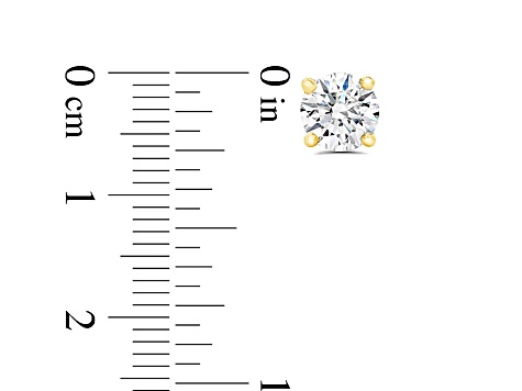 Lab Grown White Diamond 14K Yellow Gold Stud Earrings VS1 Clarity E Color, IGI Certified 2ctw