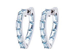 Sky Blue Topaz Rhodium over Sterling Silver Earrings 7.00cttw