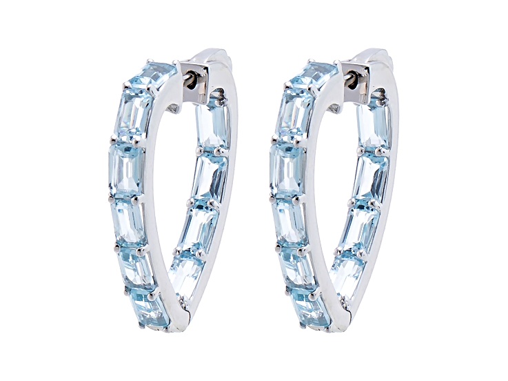 Sky Blue Topaz Rhodium over Sterling Silver Earrings 7.00cttw