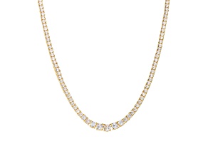 Cubic Zirconia, 18K Yellow Gold Plated Over Bronzer Graduated Tennis Necklace, 13.95 carats