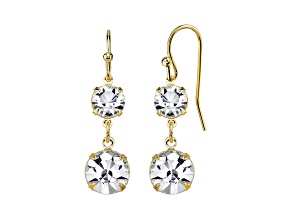 1928 Jewelry Crystal Gold Tone Double Drop Earrings