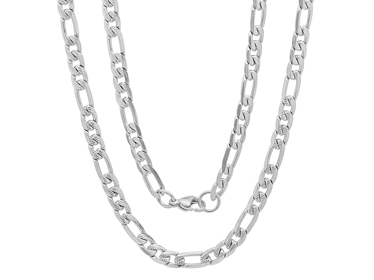 Men's Stainless Steel 6mm 24 Inch Figaro Link Necklace