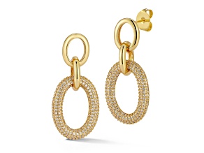 Rachel Zoe 14K Gold Over Brass Pave Oval Link Dangle Earrings