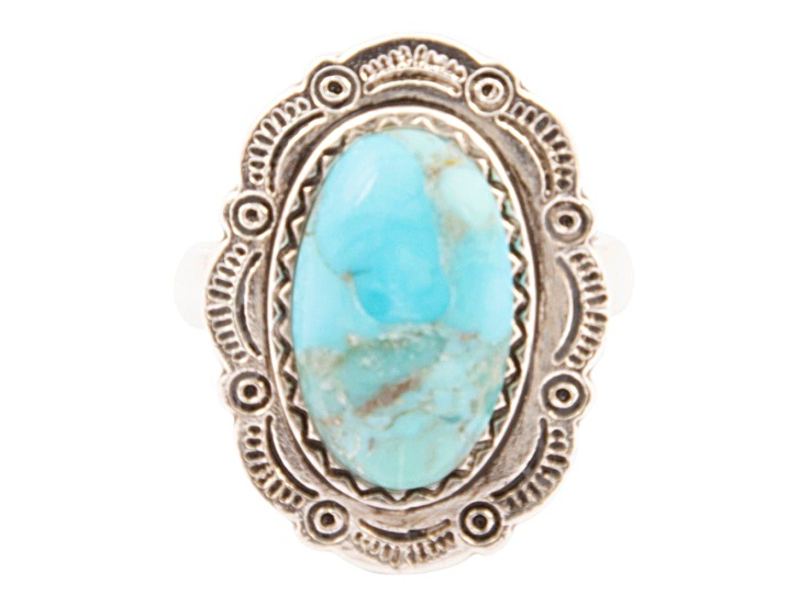 Barse Barse Jewelry Bronco Blue Turquoise Silver Concho Ring - 1FB23A | JTV