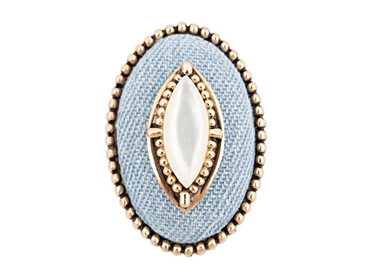 Barse Jewelry Denim Dreams White Mother of Pearl Golden Statement Ring