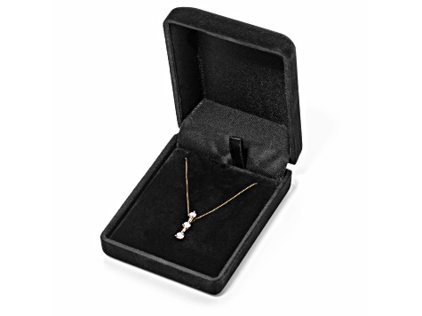 White Cubic Zirconia 14k Yellow Gold Pendant With Chain 0.20ctw