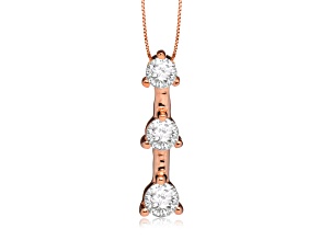 White Cubic Zirconia 14k Rose Gold Pendant With Chain 0.20ctw