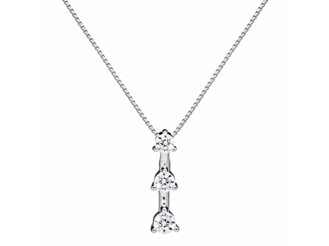 White Cubic Zirconia 14k White Gold Pendant With Chain 0.20ctw