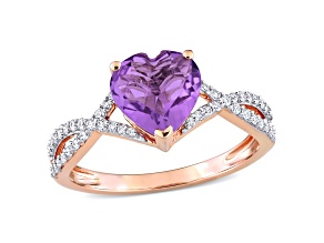 Amethyst and Diamond 14K Rose Gold Infinity Ring 1.7ctw
