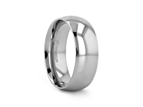 PETERSON Titanium Polished Finish Domed Men’s Wedding Band- 8mm