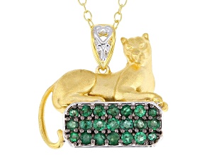 Green Grizzly Emerald Rhodium & 24k Gold Over Palladium Sterling Silver Pendant With Chain 0.81ctw