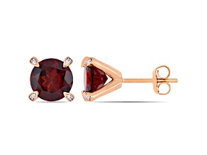 Garnet and Diamond 10K Pink Gold Earrings 4.02ctw
