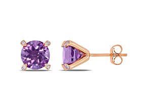 Amethyst and Diamond 10K Pink Gold Earrings 3.02ctw
