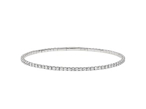 White Lab-Grown Diamond Rhodium Over Sterling Silver Flex Bangle Bracelet 3.00ctw  F-G/VS-SI