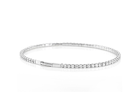 White Lab-Grown Diamond Rhodium Over Sterling Silver Flex Bangle Bracelet 3.00ctw  F-G/VS-SI