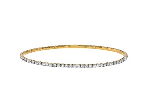 White Lab-Grown Diamond 14k Yellow Gold Over Sterling Silver Flex Bangle Bracelet 3.00ctw F-G/VS-SI