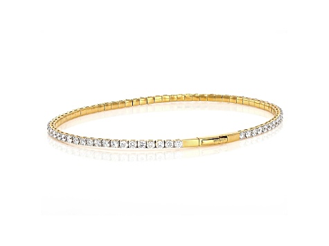 White Lab-Grown Diamond 14k Yellow Gold Over Sterling Silver Flex Bangle Bracelet 3.00ctw F-G/VS-SI