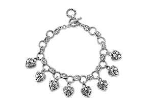 Silver Treasures by Samuel B. Sterling Silver Heart Charm Bracelet