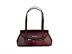 Michael Kors Katya Medium Shoulder Flap Handbag in Exotic Embossed Oxblood