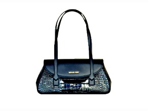 Michael Kors Katya Medium Shoulder Flap Handbag in Exotic Embossed Black