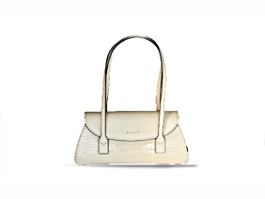 Michael Kors Katya Medium Shoulder Flap Handbag in Exotic Embossed Light Cream