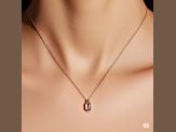 Rose Quartz and White Topaz 14K Rose Gold Over Sterling Silver Emerald Cut Pendant with Chain