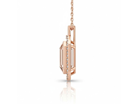 Rose Quartz and White Topaz 14K Rose Gold Over Sterling Silver Emerald Cut Pendant with Chain