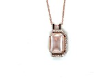 Rose Quartz and White Topaz 14K Rose Gold Over Sterling Silver Emerald Cut Pendant with Chain
