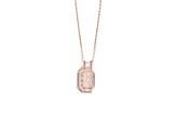 Rose Quartz and White Topaz 14K Rose Gold Over Sterling Silver Emerald Cut Pendant with Chain