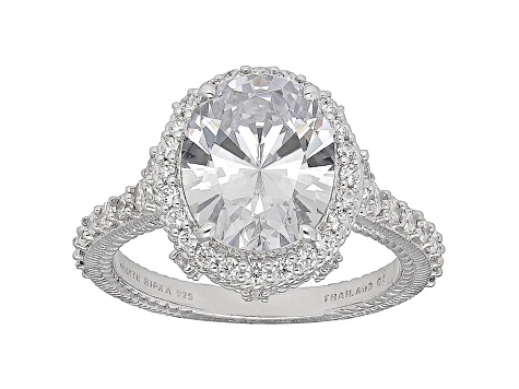 Judith Ripka 7.53ctw Oval and Round Bella Luce Diamond Simulant Rhodium Over Sterling Ring