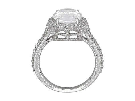 Judith Ripka 7.53ctw Oval and Round Bella Luce Diamond Simulant Rhodium Over Sterling Ring