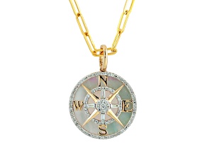 EFFY 14K Yellow Gold Mother-Of-Pearl and Diamond Pendant With Chain