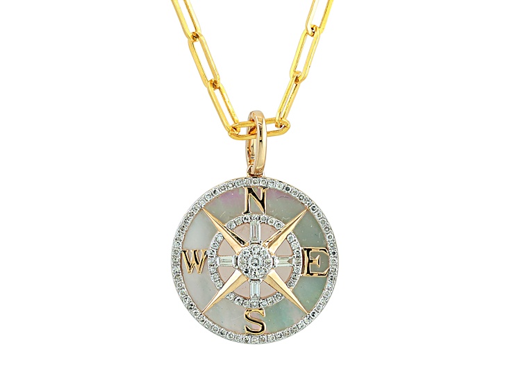 EFFY 14K Yellow Gold Mother-Of-Pearl and Diamond Pendant With Chain