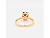 Oval Garnet and Cubic Zirconia 14K Yellow Gold Over Sterling Silver Ring