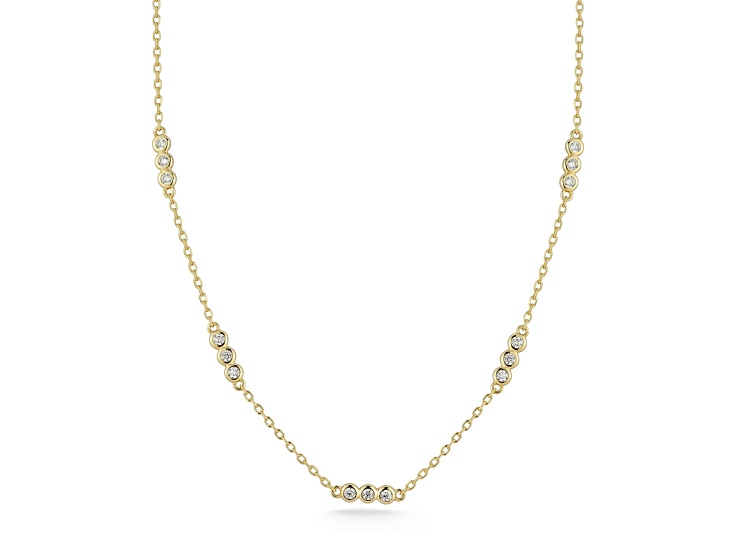 Rachel Zoe 14K Yellow Gold Over Sterling Silver Cubic Zirconia Trio Station Necklace