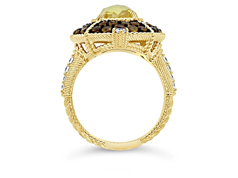 Judith Ripka 6.32ctw Multi Gemstone 14K Gold Clad Ring