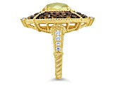 Judith Ripka 6.32ctw Multi Gemstone 14K Gold Clad Ring