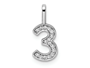 Rhodium Over 14k White Gold Diamond Number 3 Pendant