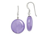 Sterling Silver Polished Lavender Jadeite Circle Dangle Earrings