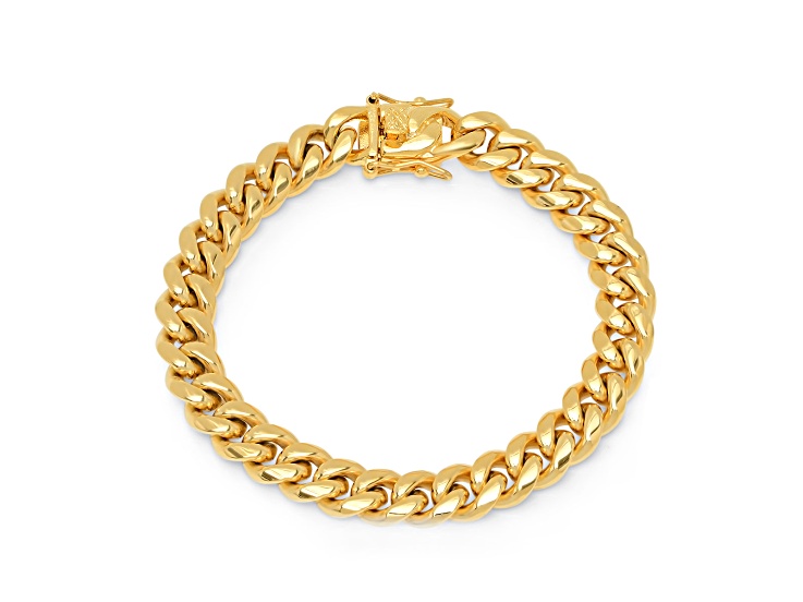 Men's 18K Yellow Gold Over Stainless Steel Miami Cuban Link Bracelet With Clasp