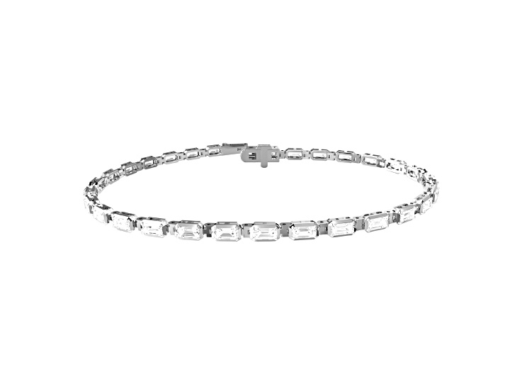14k White Gold 3.25ctw Radiant Cut Lab-Grown Diamond fancy Tennis Bracelet 7" VVS-VS, E-F