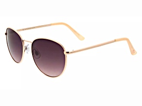 OSCAR by Oscar de la Renta Gold Tone Round Frame / Smoke Gradient Lenses Sunglasses
